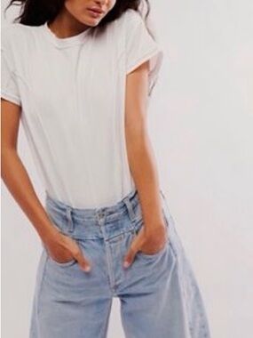 Intimately Free People Weekend Friend Bodysuit White Exposed Seams